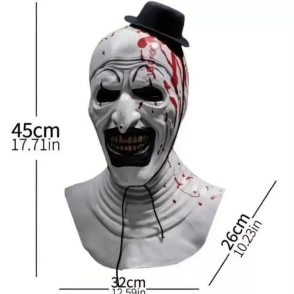 Black Hat Joker Mask Terrifier Art The Clown Cosplay Latex Mask Halloween Props!